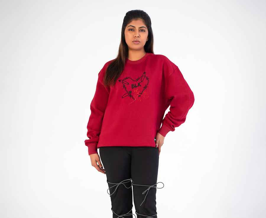 Detailed Heart Embroidery Sweatshirt | BLK Vogue