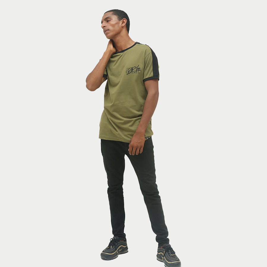 Olive and Black Panel Tee | BLK Vogue