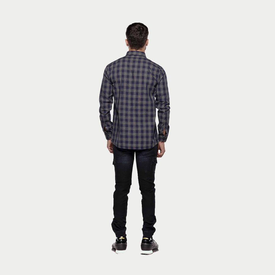 Homme Oxford Collar Blue Checkered Shirt | BLK Vogue