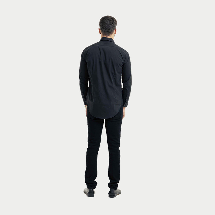 Black Skinny Fit Oxford Collar Shirt | BLK Vogue