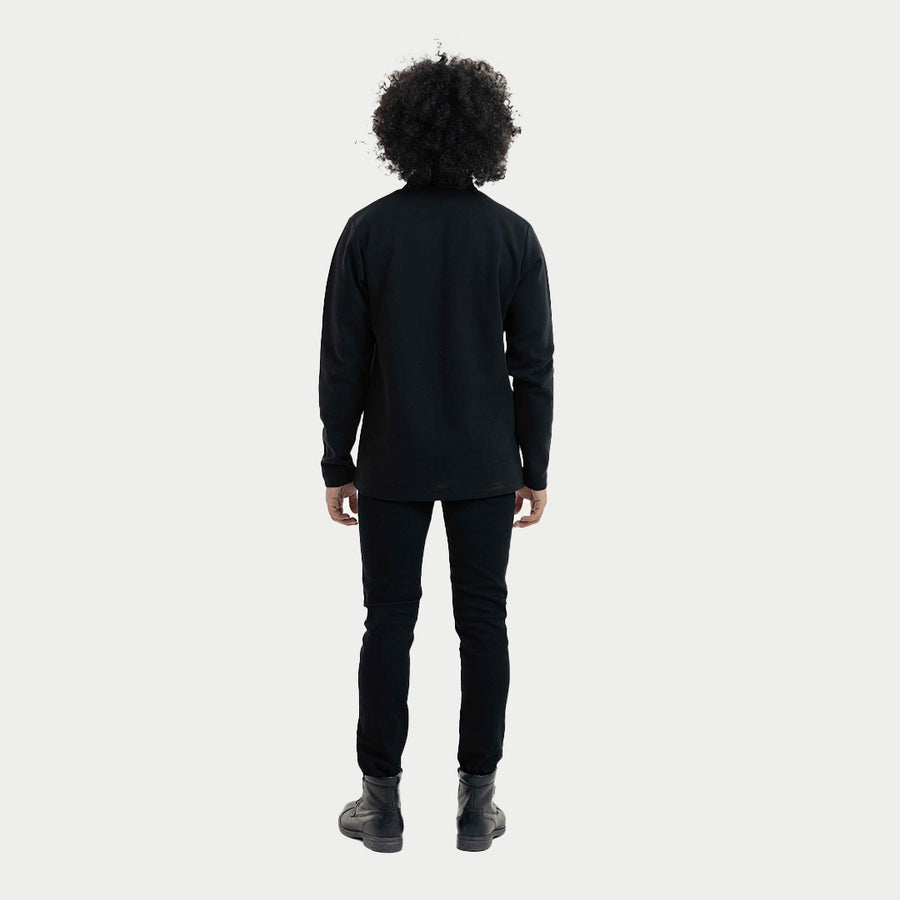 Long Sleeve Black Polo Top | BLK Vogue