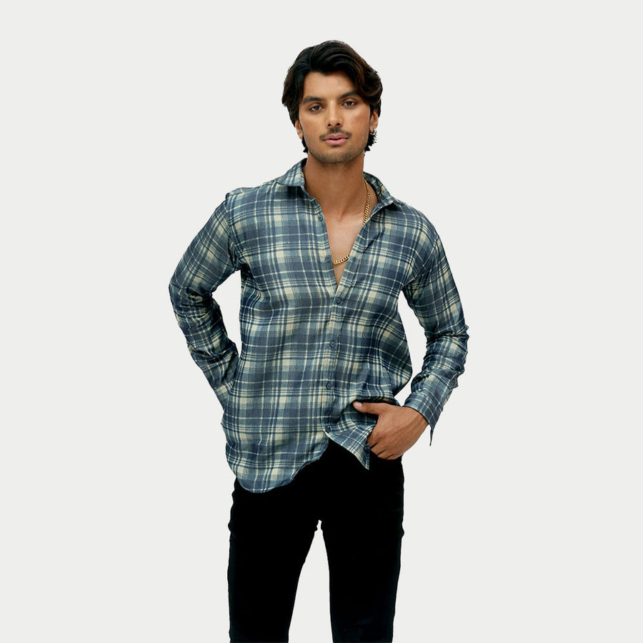 Checkered Denim Shirt | BLK Vogue