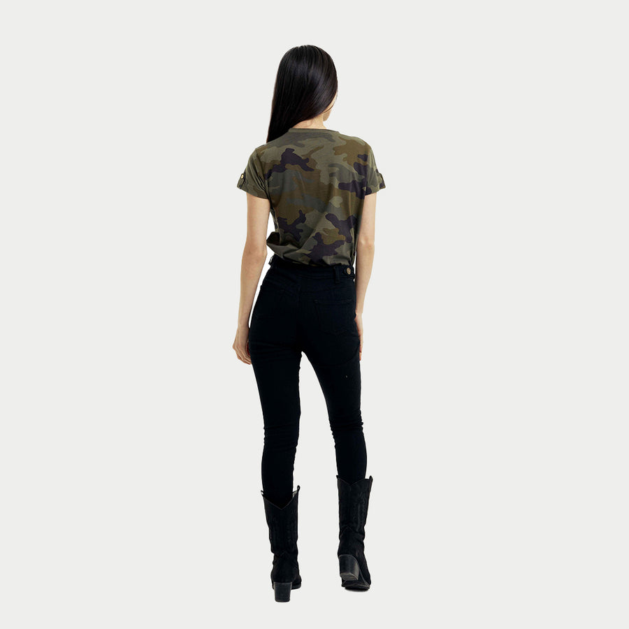Camo Tee With Turn Up Sleeves | BLK Vogue