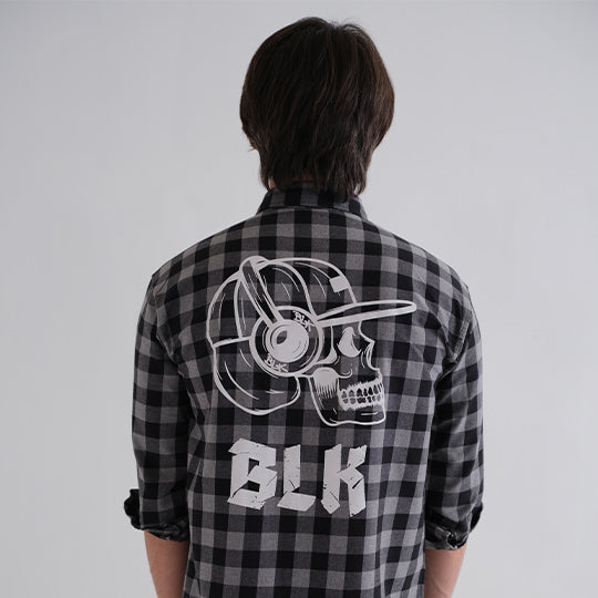 Checkered Skull Printed Flannel | BLK Vogue